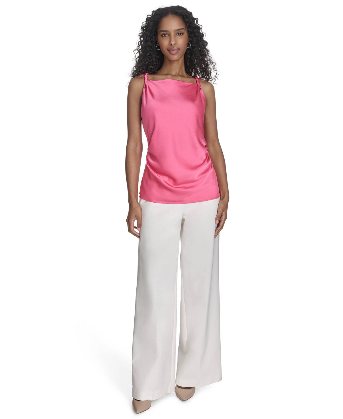Calvin Klein Petite Solid Sleeveless Blouse In Peony