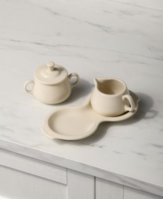 Linen Sugar Bowl & Creamer Set w/ Tray