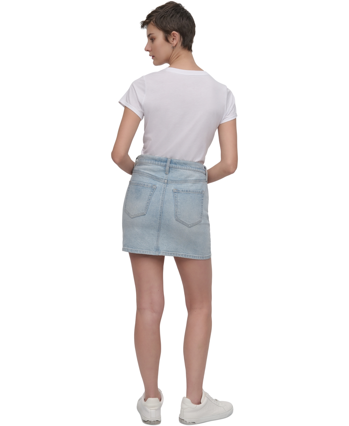 DKNY JEANS WOMEN'S RHINESTONE-FRONT DENIM MINI SKIRT 