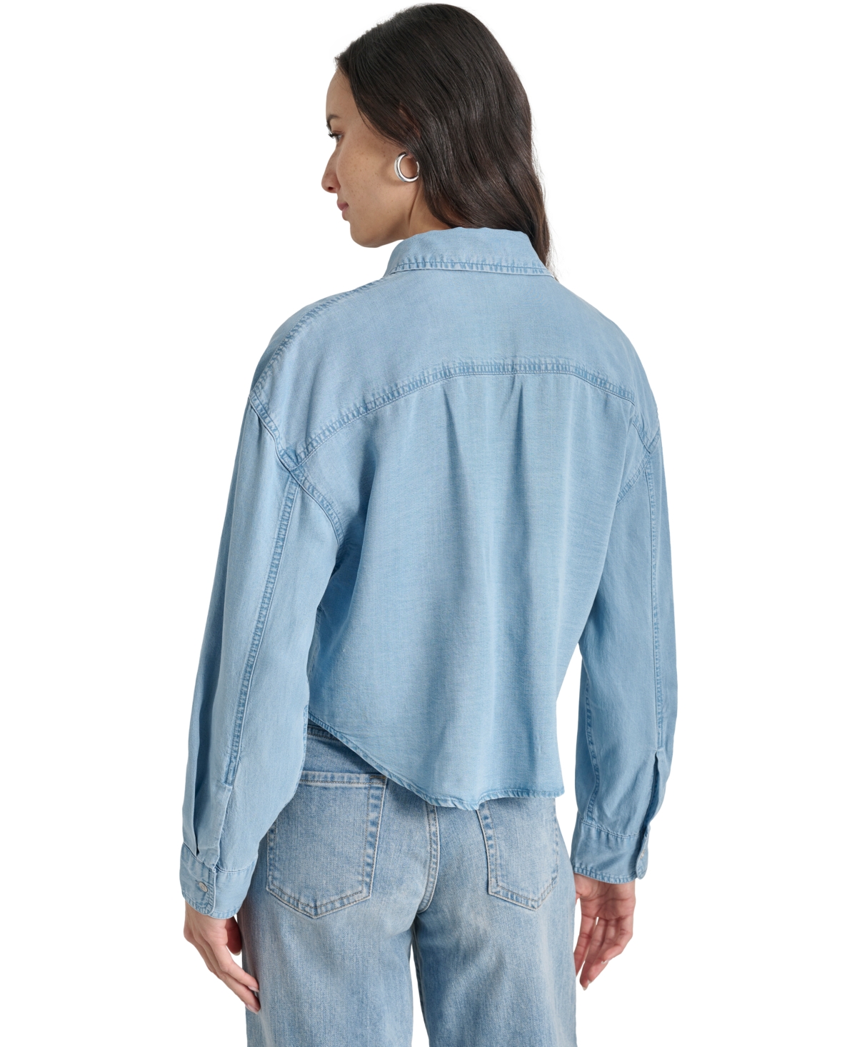 DKNY JEANS WOMEN'S CROPPED FLAP-POCKET SHIRT 