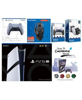 Playstation 5 Pro Bundle with Extra Controller, Plantronics Headset, FPS Grip Kit, Dual Charge Dock and MightySkins Decal Voucher Plus 2 Year CPS Extended Warranty