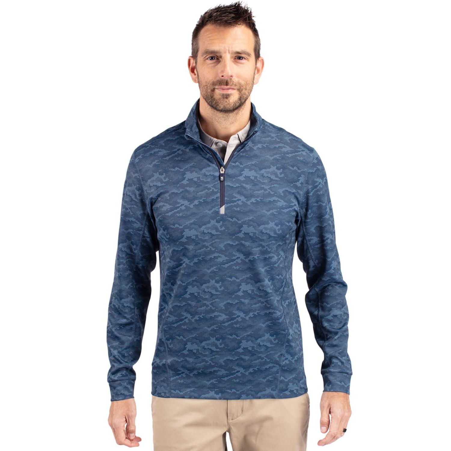 Men's Traverse Camo Print Stretch Quarter Zip Pullover Jacket