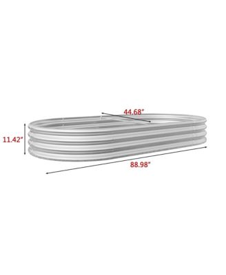 Raised Garden Bed Outdoor, Oval Large Metal Raised Planter Bed for for Plants, Vegetables, and Flowers - Silver 88.99"x 44.68" x 11.42'