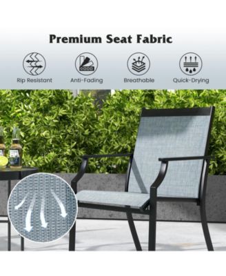 4 Piece Patio Dining Chairs Large Outdoor Chairs with Breathable Seat and Metal Frame