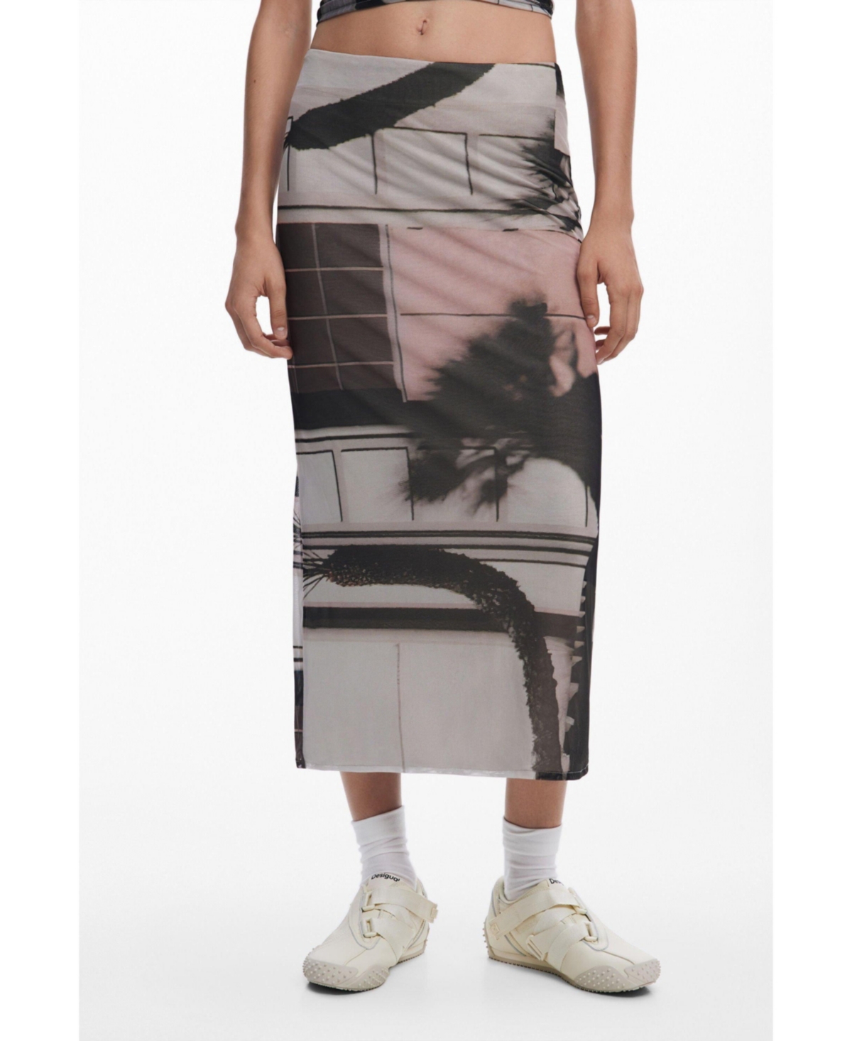 Desigual Women's Straight tulle skirt - Monbean gray