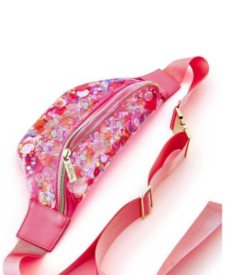 Clear Pink Confetti Belt Bag, Fashionable Designer Fanny Pack For Women