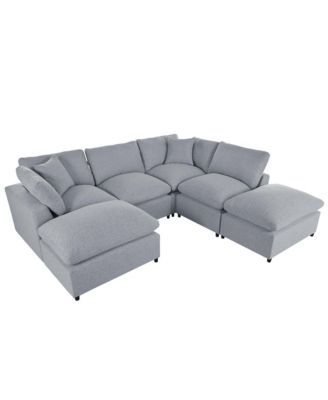 Modern Large U-Shape Sectional Sofa, 2 Large Chaise with Removable Ottomans for Living Room