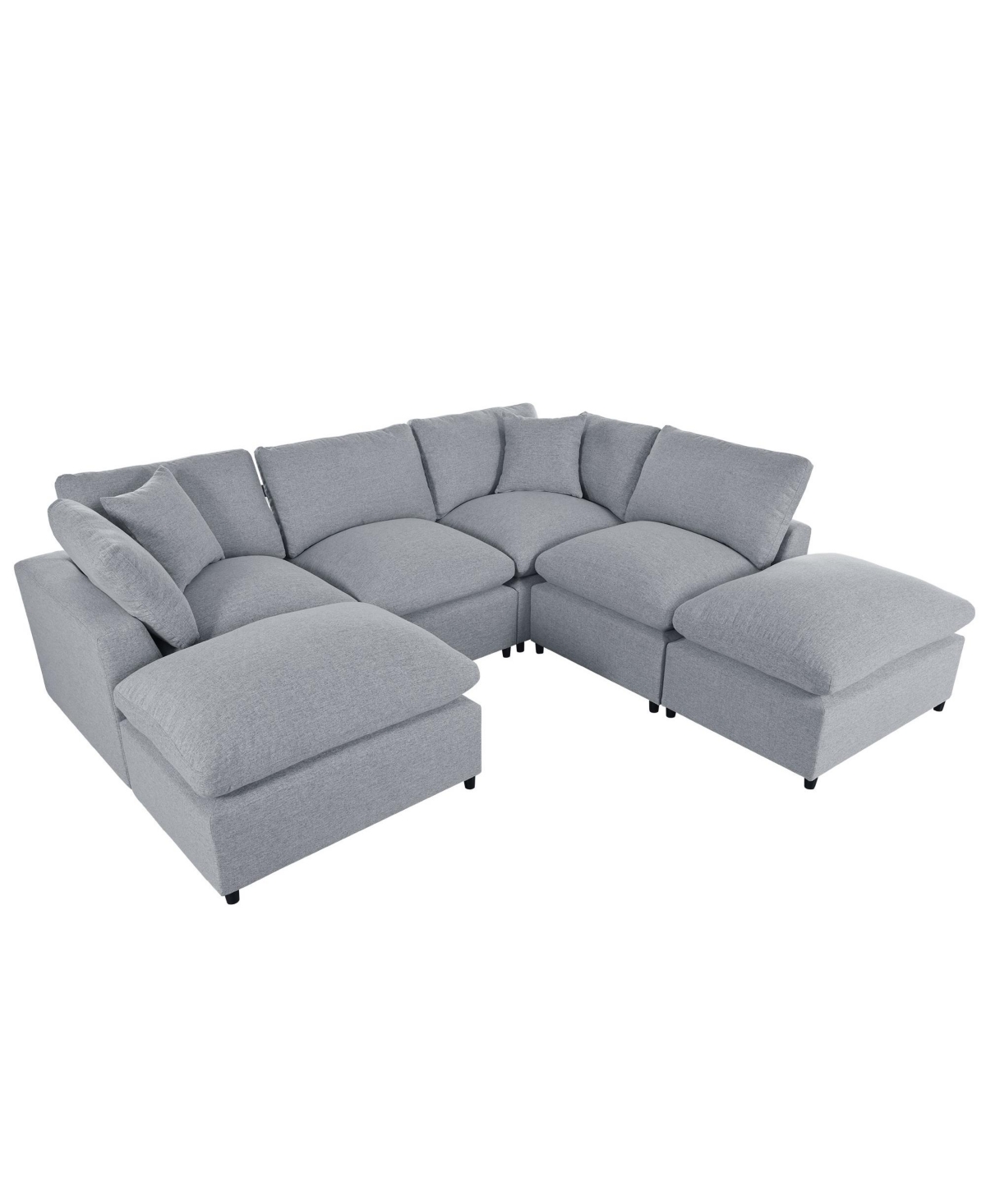 Modern Large U-Shape Sectional Sofa, 2 Chaise with Removable Ottomans for Living Room