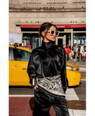 Double Sided Wool Silk Scarf Of Black Garden