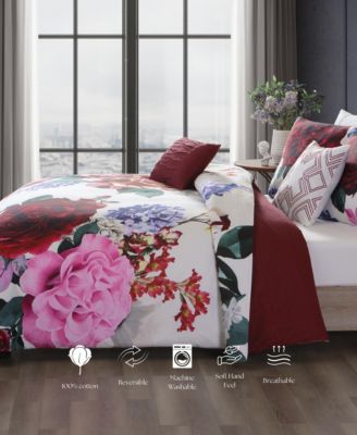 Scarlet Bedding 100% Cotton Sateen 5 Piece King Size Reversible Comforter Set