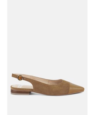 Rag and Co Womens Uwaha Genuine Leather and Real Suede Slingback Flats