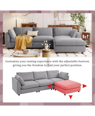 Upholstery Convertible Sectional Sofa, L Shaped Couch with Reversible Chaise