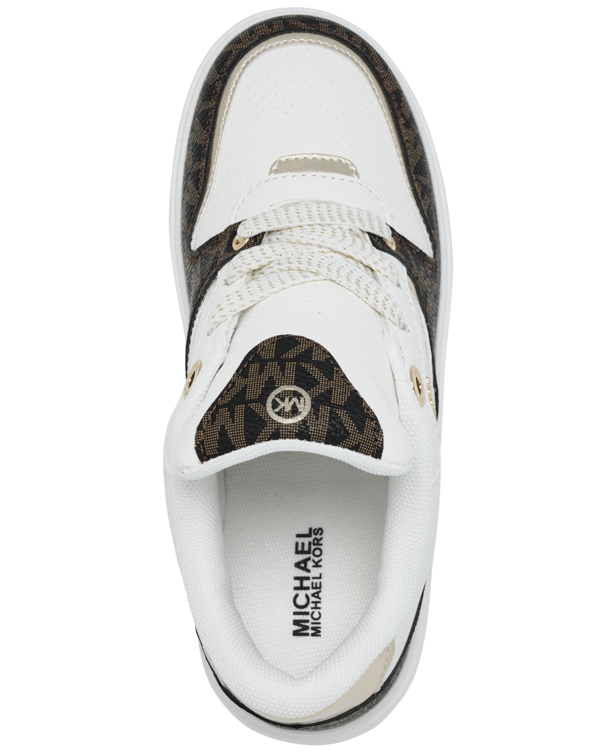 Michael Kors Little Girls Emmet Rumi Casual Sneakers From Finish Line In White,brown