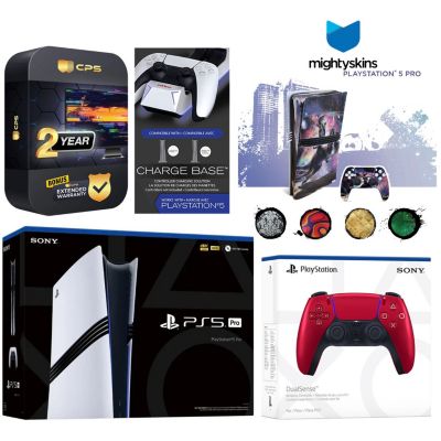 PlayStation 5 Pro with Extra Controller, Dual Charging Dock and MightySkins Decal Voucher Plus 2 Year CPS Extended Warranty
