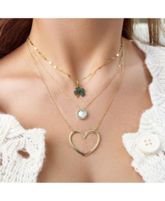 Large Gold Open Heart Necklace 14K Gold