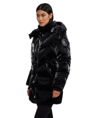 Women's Estelle Mixed Chevron Quilted Puffer with Detachable Hood