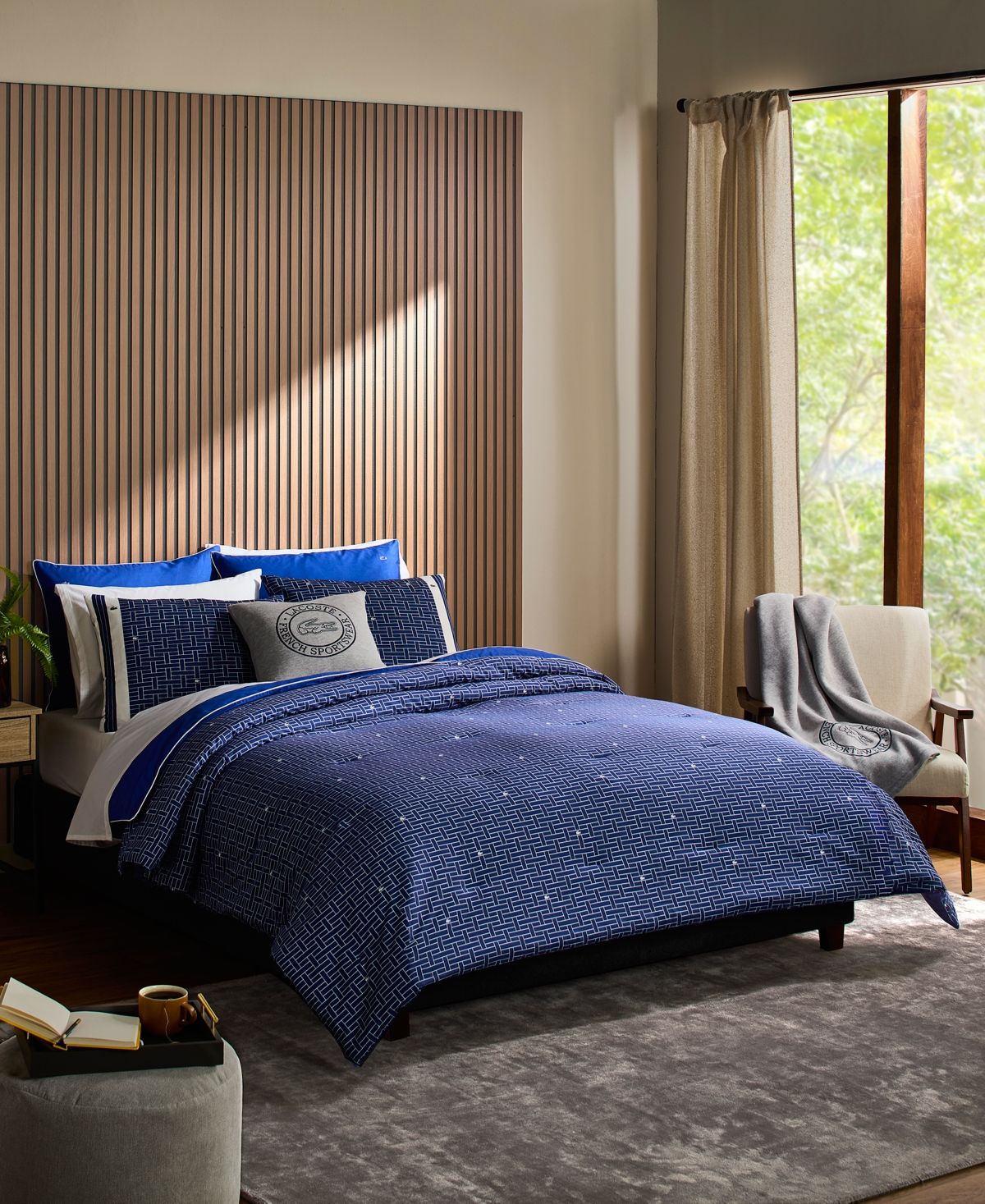 Lacoste Home Heritage Geo Cotton 3-pc. Comforter Set, Full/queen In Navy