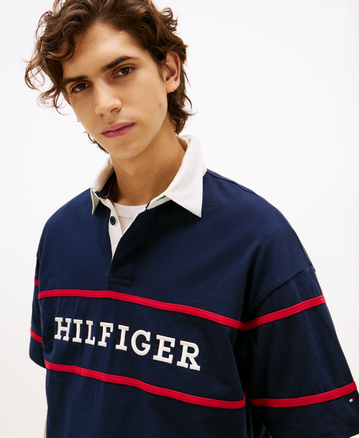 Tommy Hilfiger Embroidered Hilfiger Rugby In Blue