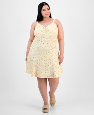 Absolutely Famous - Trendy Plus Size Floral Pucker Fit & Flare Dress