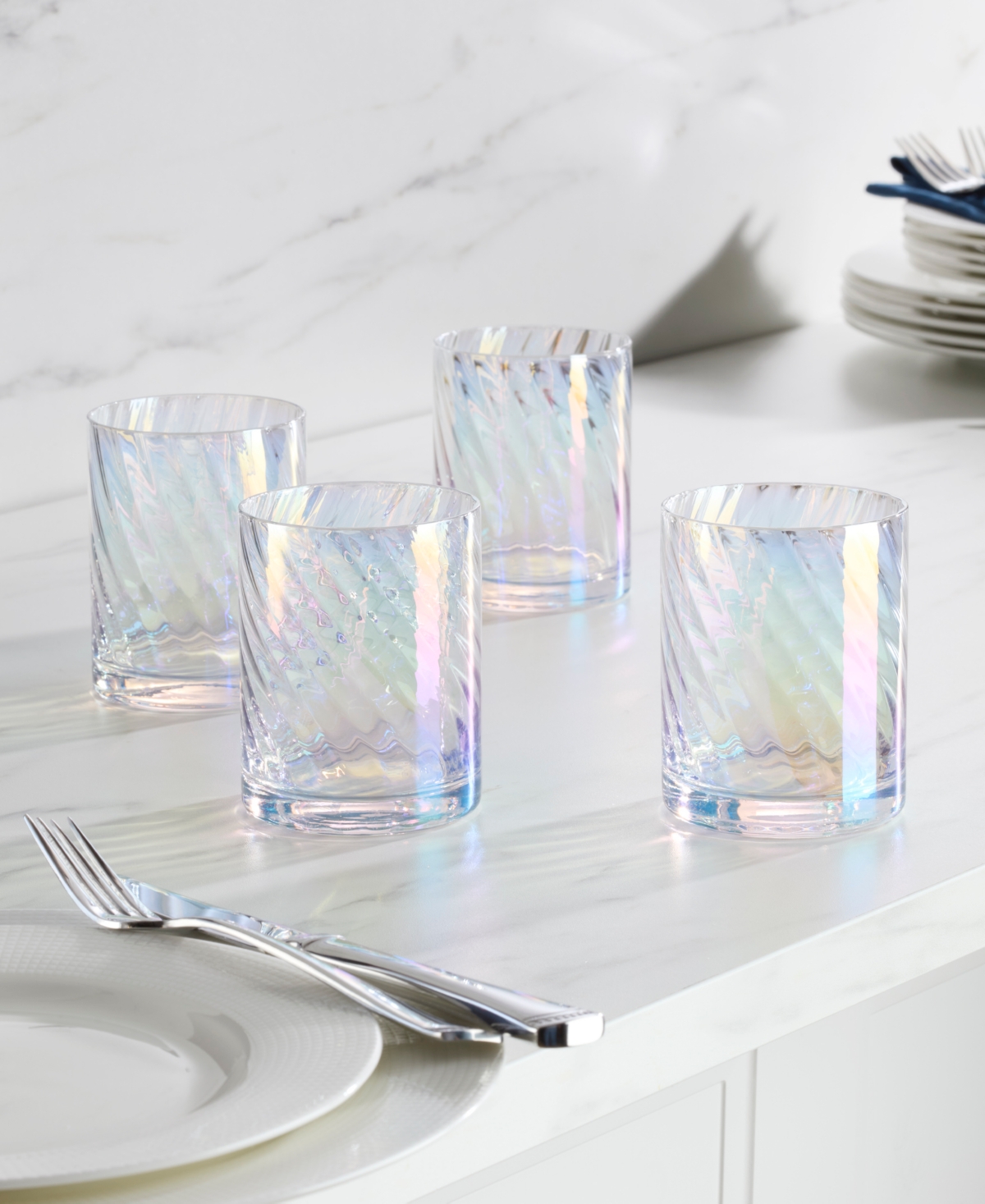 Lenox Tuscany Classics Iridescent Double Old Fashioned Glasses, Set Of 4 In Clear