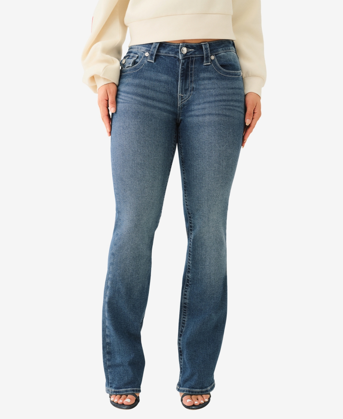 Women's Becca Crystal Wing Flap Bootcut Jeans - Marina