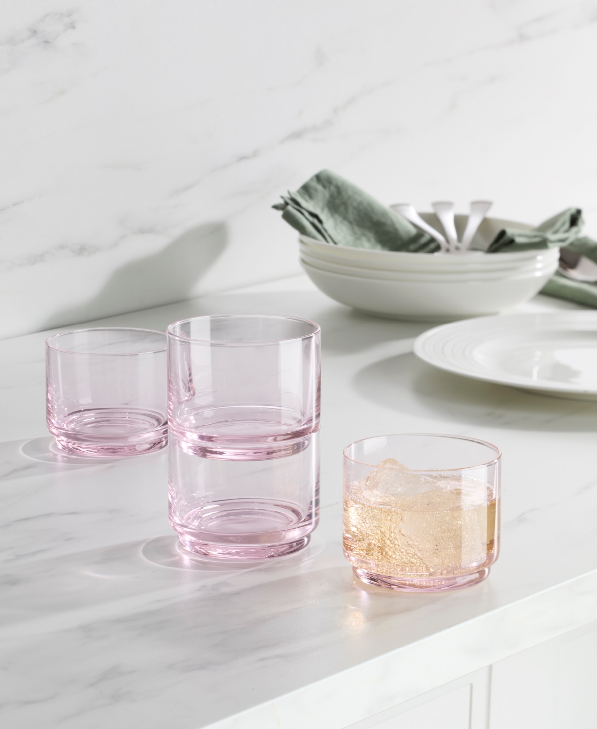 Lenox Tuscany Classics Stackable Short Glasses, Set Of 4 In Pink