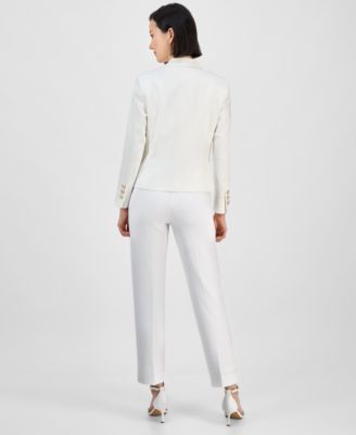 ANNE KLEIN WOMENS OPEN FRONT JACKET BUTTON FRONT TOP ANKLE PANTS 