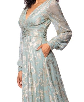 Petite V-Neck Long-Sleeve A-Line Gown