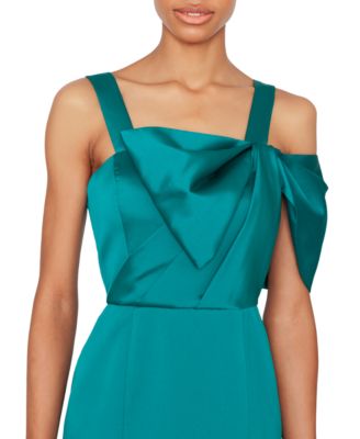 Women's Bow-Trim Satin Midi Dress