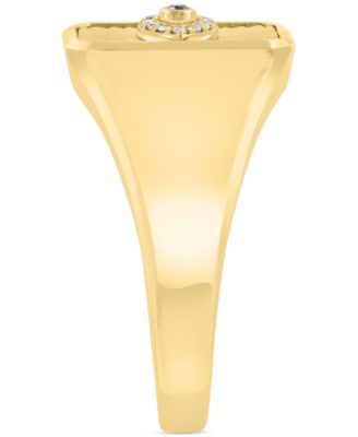 EFFY&reg; Men's Black & White Diamond Evil Eye Sunray Ring (1/20 ct. t.w.) in 14k Gold