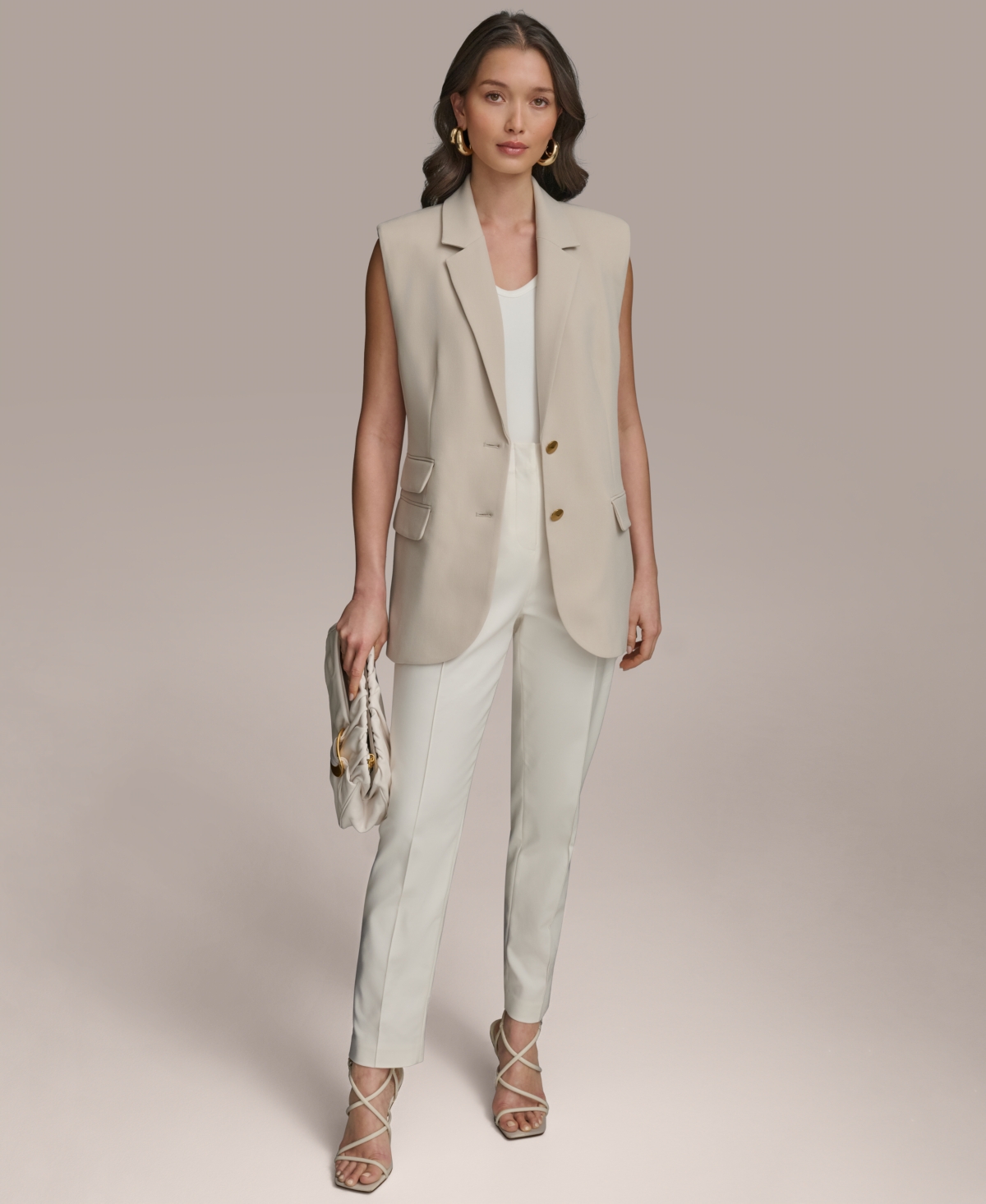 Donna Karan New York Two-button Vest In Tuscan Grey