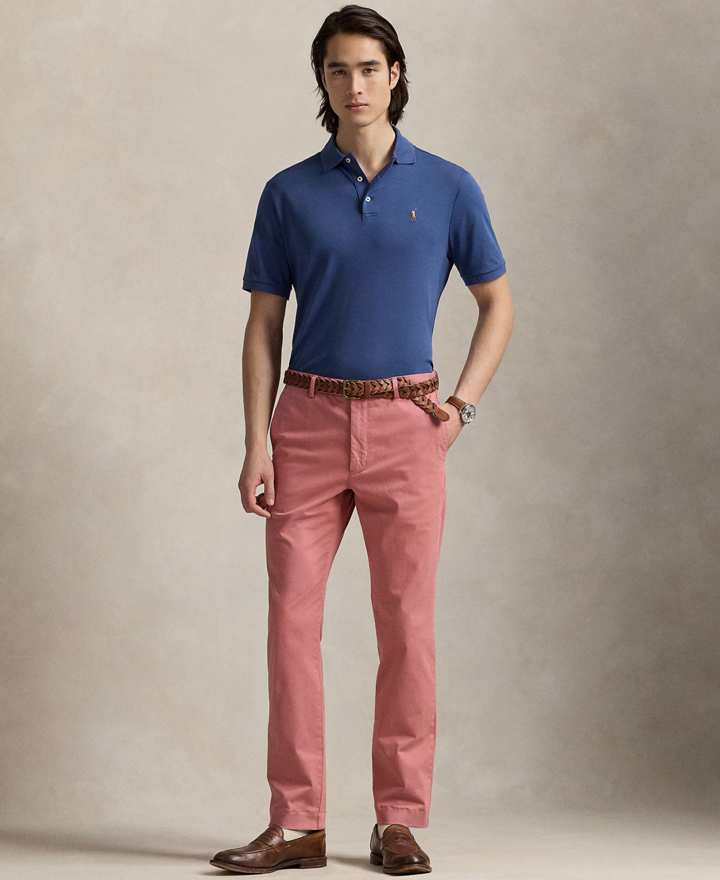 Мужское поло Polo Ralph Lauren Classic Fit из мягкого хлопка, цвет: Земляной синий — фото 1