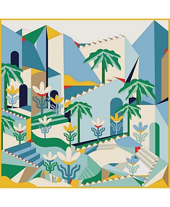 Double Sided Wool Silk Scarf Of Tropical Breeze