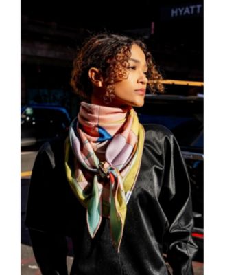 Double Sided Wool Silk Triangle Scarf Of Color Recombination