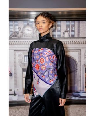 Double Sided Wool Silk Scarf Of Flower Imagination