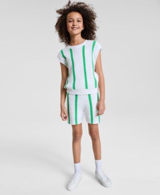 Epic Threads Big Girls Striped Crochet Knit Top, Exclusively At Macy's