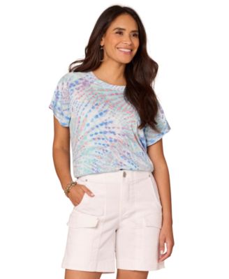 Democracy - Petite Printed Short-Sleeve Scoop-Neck T-Shirt
