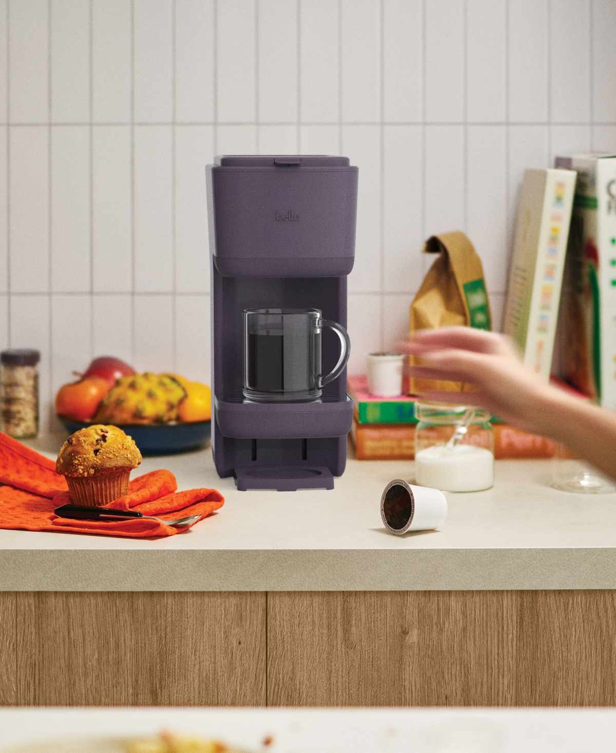 Bella Single-serve Coffee Maker With Water Tank 35126 In Plum