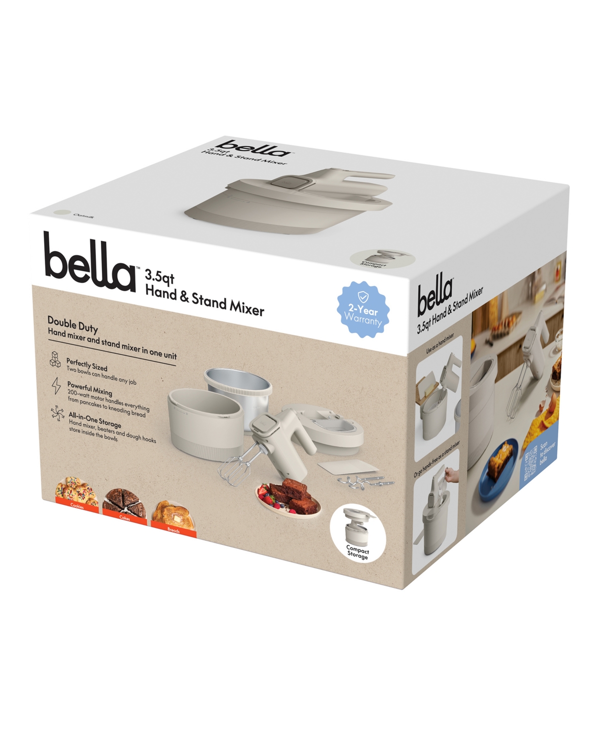 Shop Bella 3.5-quart Hand And Stand Mixer In Oatmilk