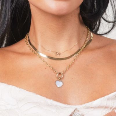 Mother of Pearl Heart Padlock Charm 15 millimeters