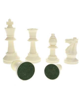 Color Bright Plastic Staunton Tournament Chess Pieces with 3.75 in. King - Half Chess Set of Chess Pieces Only, White
