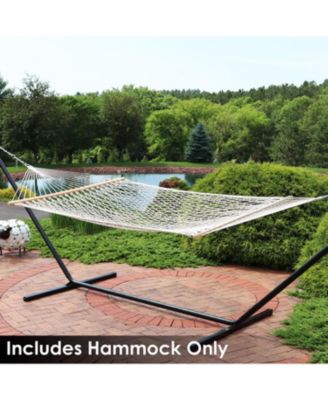 Sunnydaze Decor Large Two-Person Double Wide Rope Hammock with Spreader Bars for Patio and Backyard - 450 lb Weight Capacity