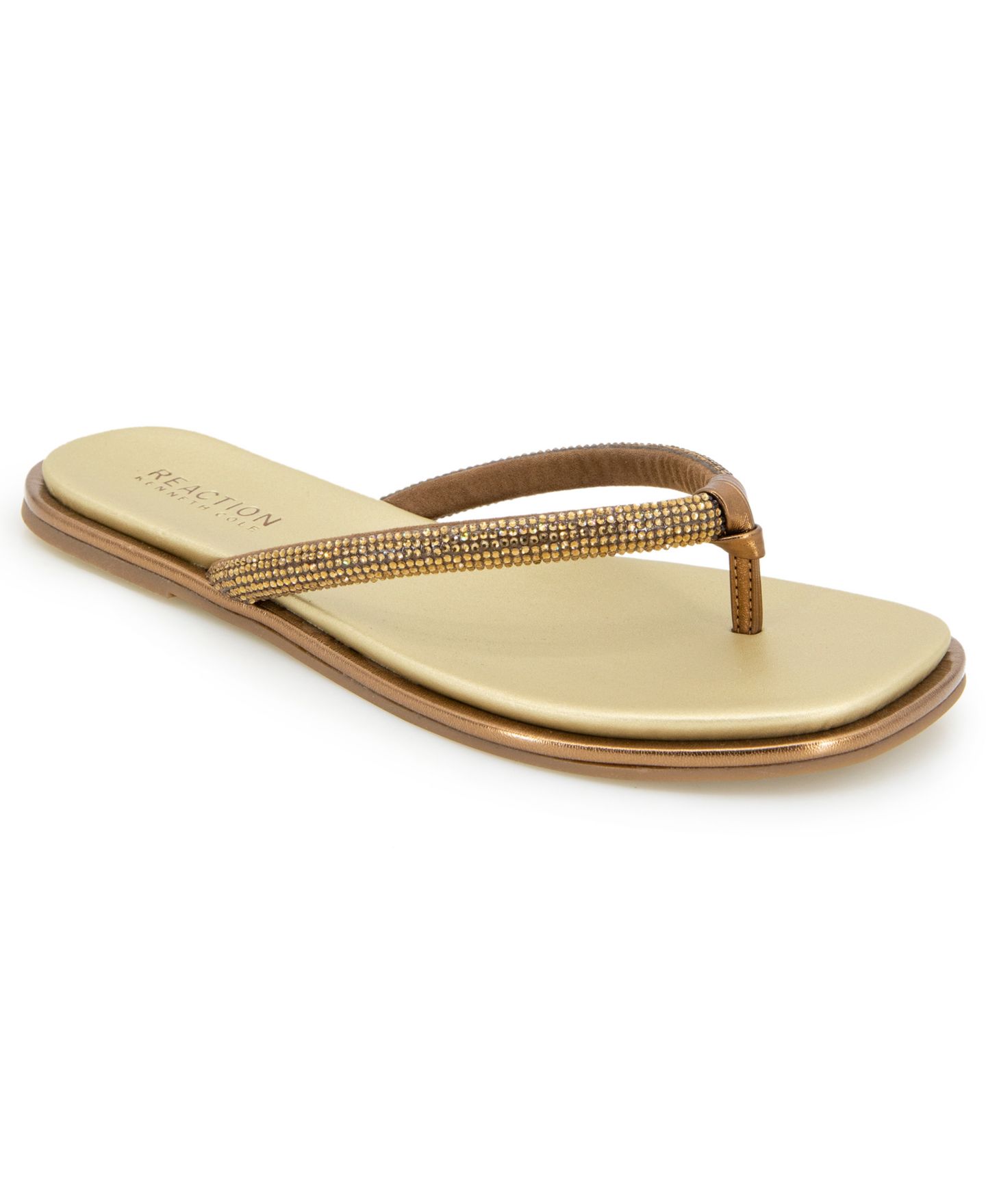 Женские сандалии Kenneth Cole Reaction Wynwood Crystal Strap Flat, цвет: Бронзовый — фото 1