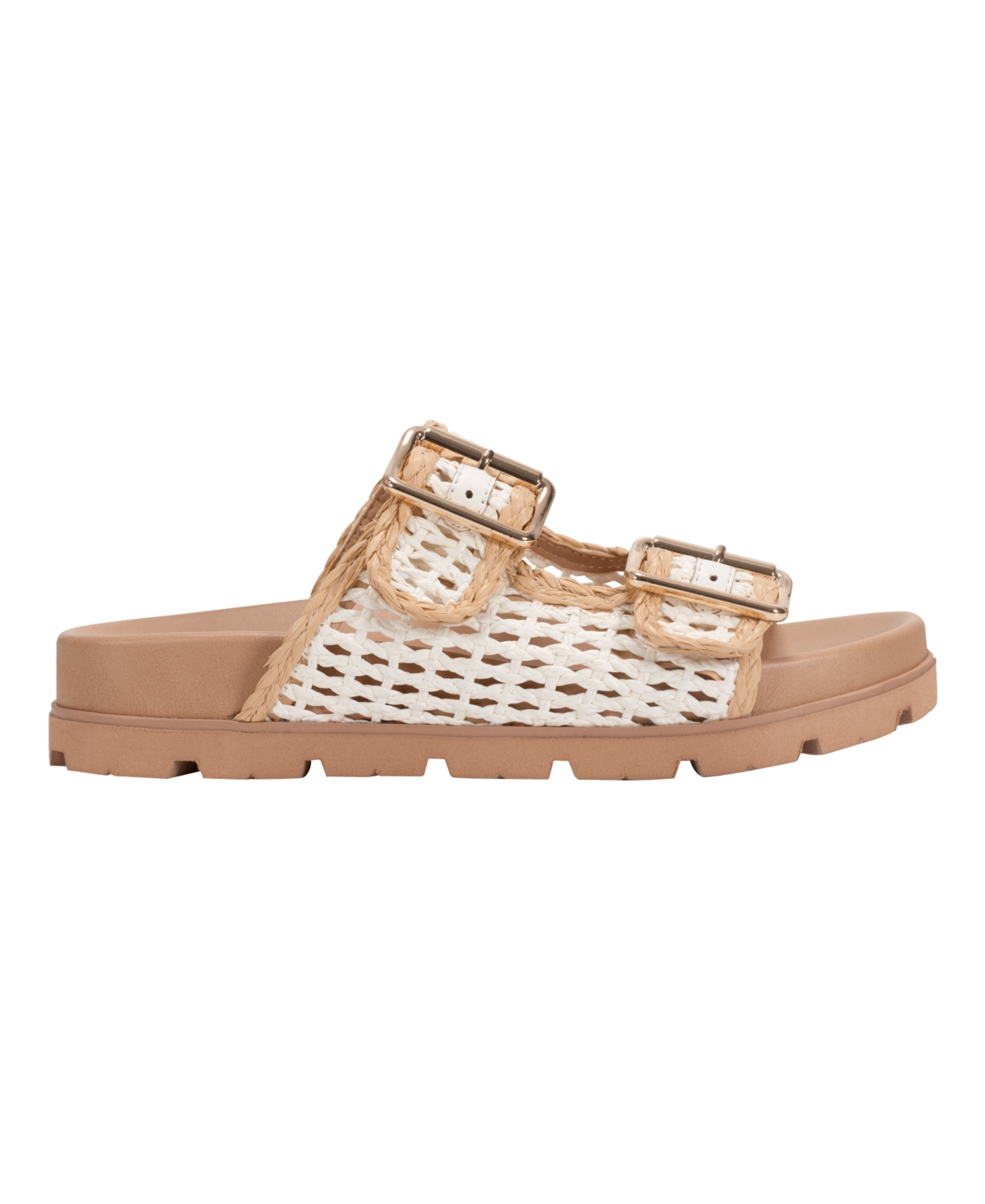 Marc Fisher Ltd Raffia Dual-buckle Sporty Sandals In Cream,natural