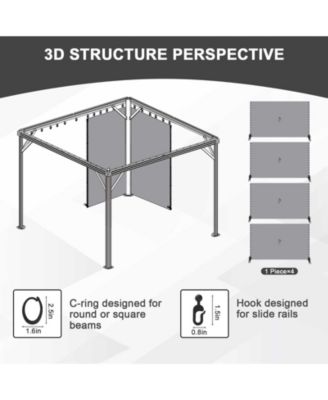 12' x 14' Gazebo Curtain Set Protecting Privacy Side Walls 4 Panels,Curtain Only