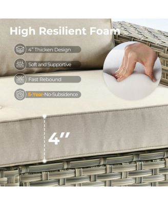 Outdoor Patio Furniture Set,6 Pieces Rattan Sectional Patio Furniture Set,Outside Coversation Set with Extra Deep Outdoor Sofa Couch and Solar Coffee Table for Porch Balcony Backyard Deck Poolside