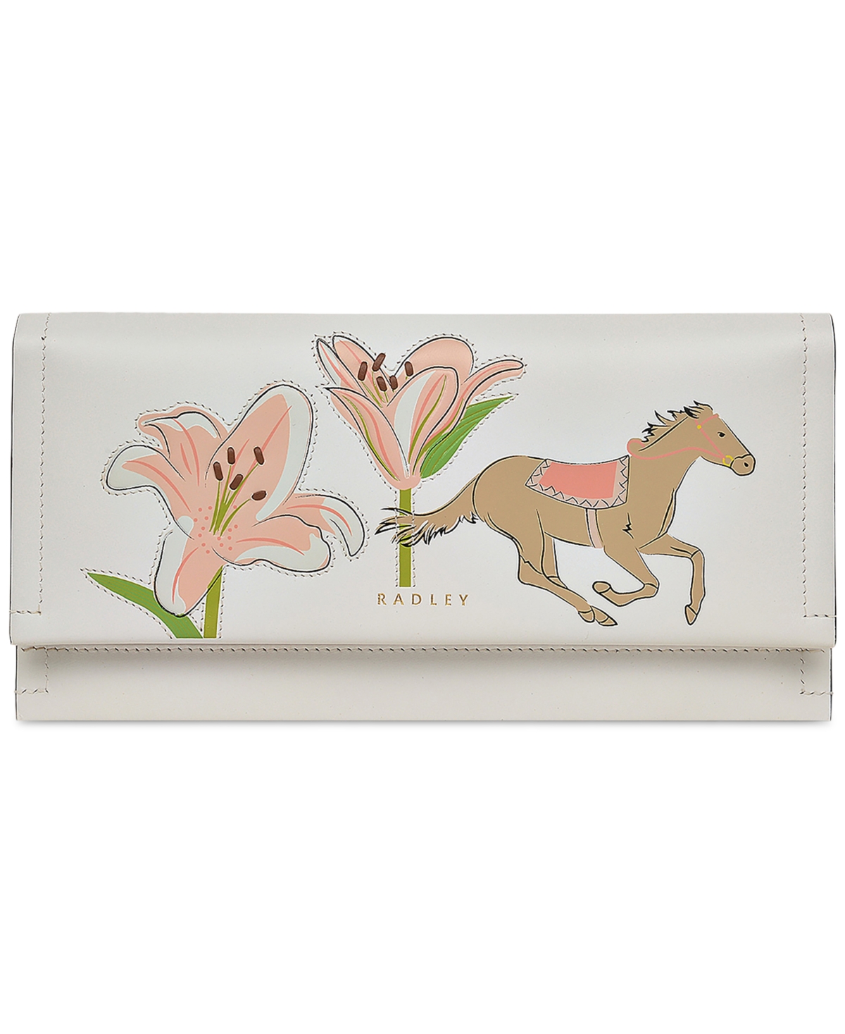 Kentucky Derby Leather Flapover Wallet - Chalk