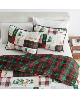 Festive Holiday Reversible Microfiber Quilt Set with Shams
