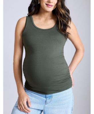 Maternity Scoop Neck Side-Ruched Tank Top - Motherhood