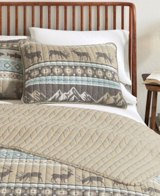 Wildlife Stripe Microfiber Quilt Set With Shams